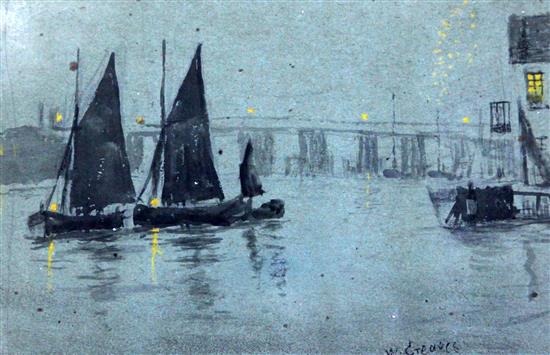 Walter Greaves (1846-1930) Nocturne, Thames, 12.5 x 9in.